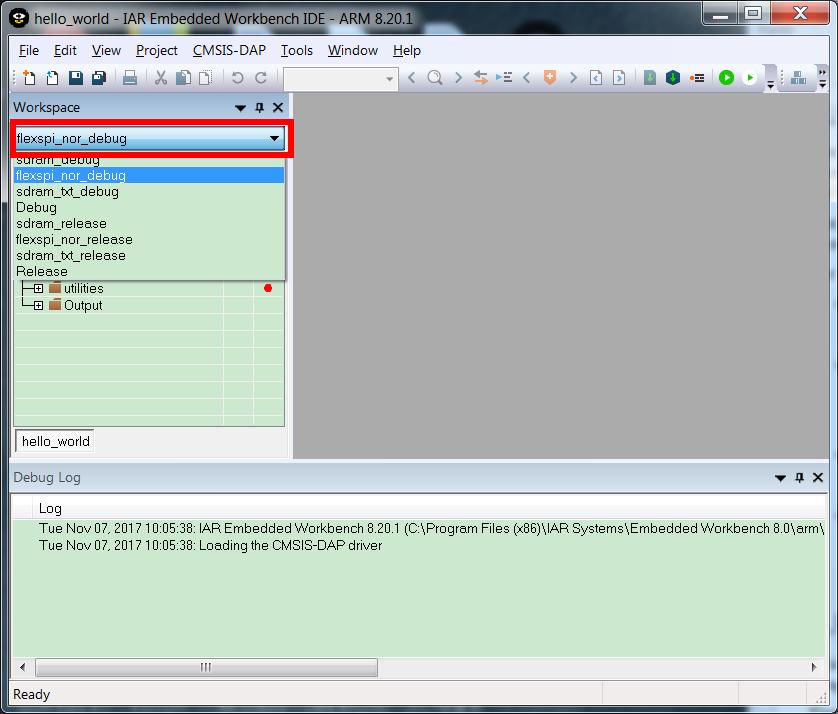 Step 1: Open the Hello world demo in the SDK and select the project configuration as