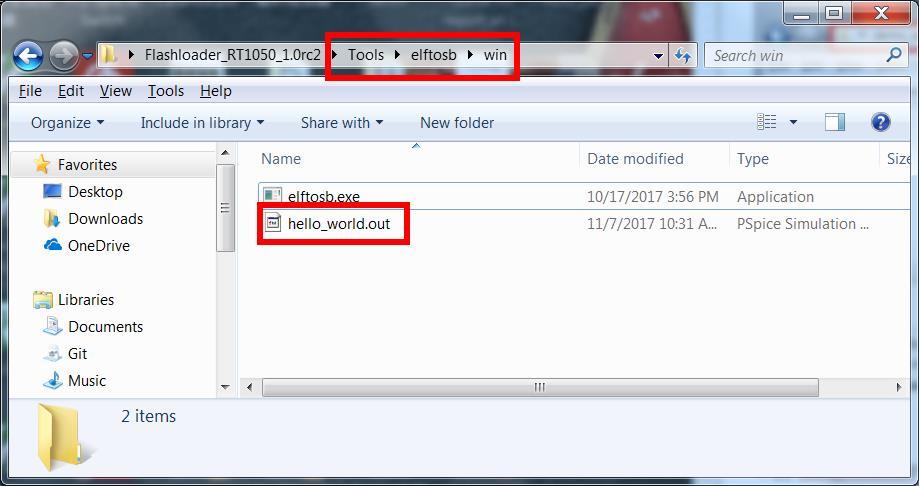 Step 4: Figure 13. Copy hello_world.out Now we can use command to generate the i.mx Bootable image using elftosb file. Open cmd.