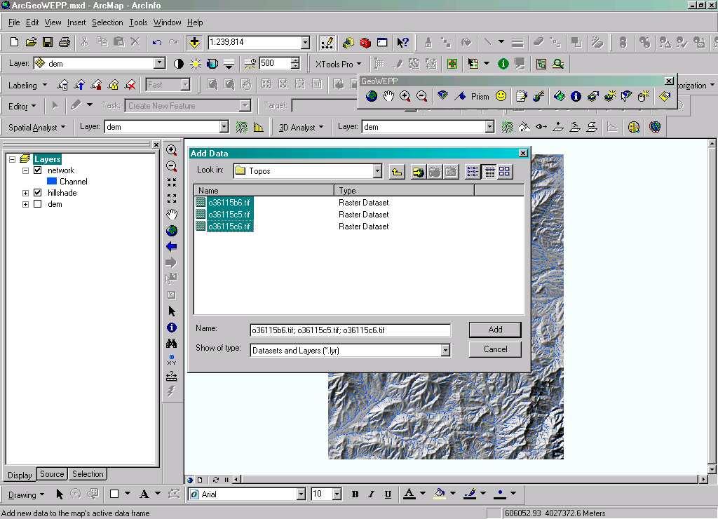 and position the raster into the view frame of the ArcMap display window. 10.
