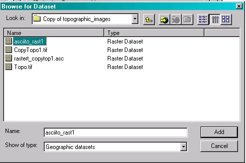 3. Select Import and navigate to new raster (asciito_ras1 see above example file name from above) and select this new raster file and click add, then OK and OK 4.