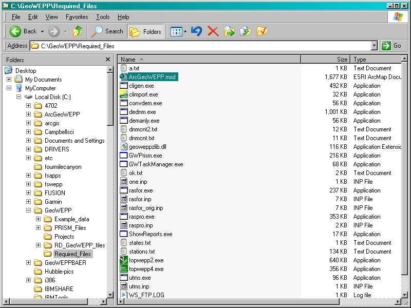 time navigating through the file structure. B. Before starting the GeoWEPP program (Return) 1.