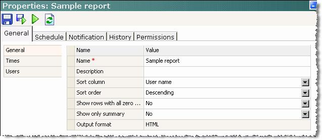 Creating reports Using the reports templates you can create as many reports criteria as you want. The options available for configuring a report are different for different templates.