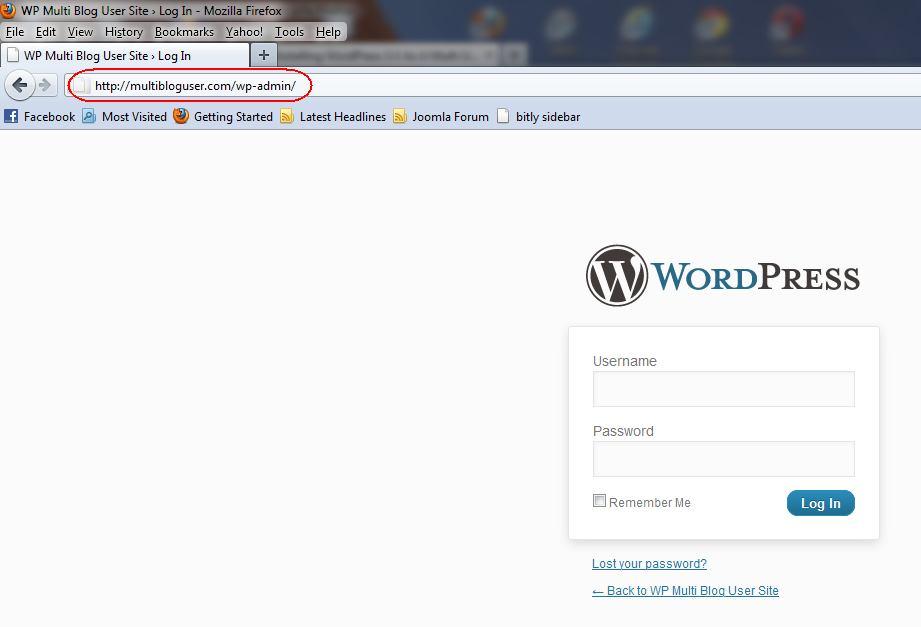 Next go to the WP administrative login, and refresh the page if it is already open as shown in Diagram 21 and open the
