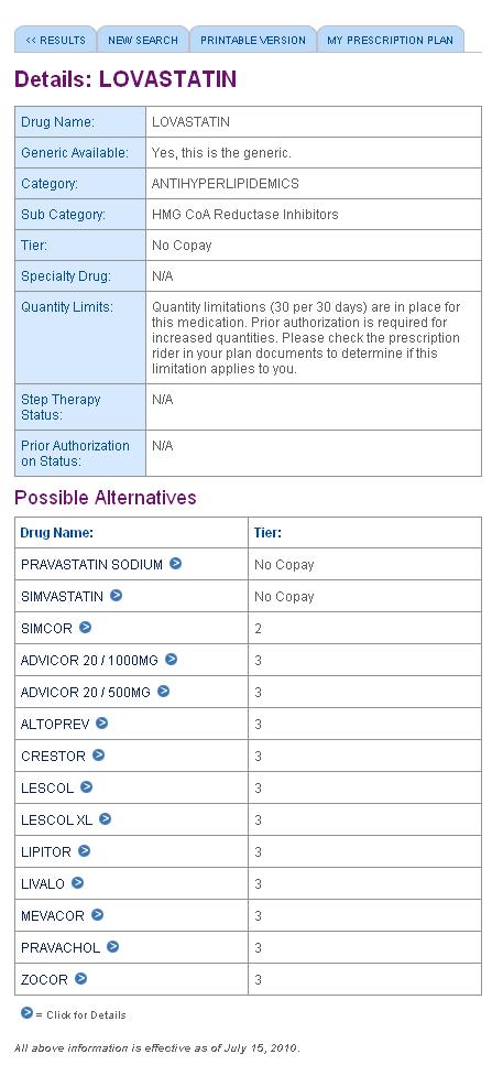 Searching by Drug Name, Cont d. Drug details, such as tier level, quantity limits, prior authorization requirements, and generic equivalents will be displayed.