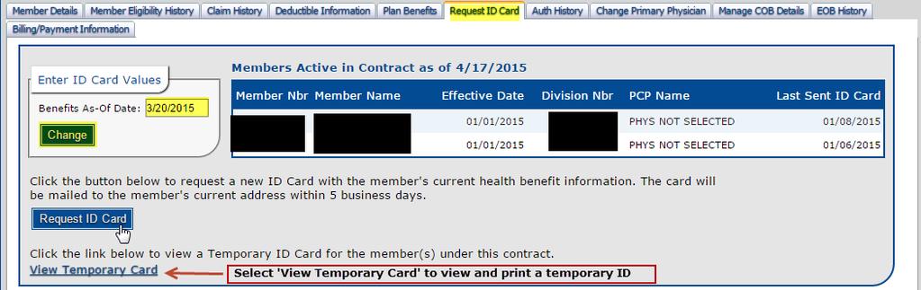 Plan Benefits Clicking on the Plan Benefits tab will bring up a brief description of the member s benefits.