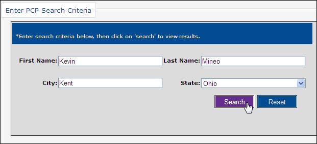 Fill in your search criteria then click on search to view the results.