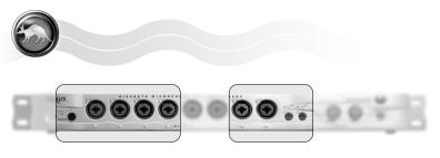 Q10 FRONT PANEL ADDITIONAL FEATURES OF SPECIFIC INPUTS Analog inputs 1-4 are equipped to provide 48v phantom power. Phantom power is activated by pressing the Phantom button on the front panel.