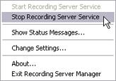 Recording Servers 3. Right-click the notification area's recording server icon again. 4. From the menu that appears, select Change Settings...: The Recording Server Settings window appears.