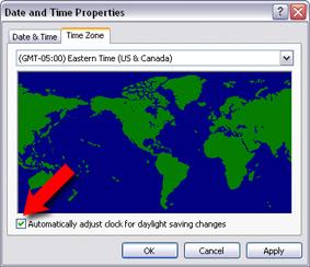 Daylight Saving Time 2. In the Control Panel, double-click Date and Time. 3. In the Date and Time Properties window, select the Time Zone tab.