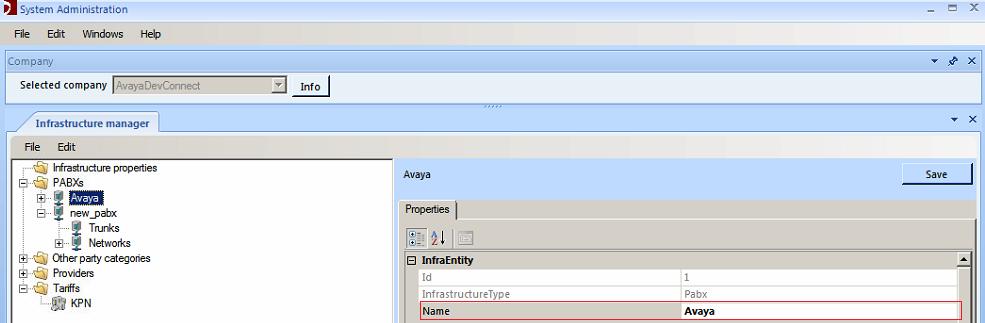 Select the newly added PABX and assign an identifying Name 6.2.