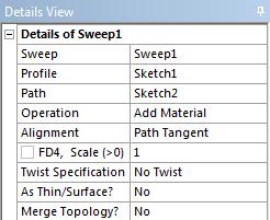 the object to be swept Path : Specify the path for sweep