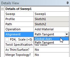 Sweep Feature (cont ) Sweep Details Alignment : Specify