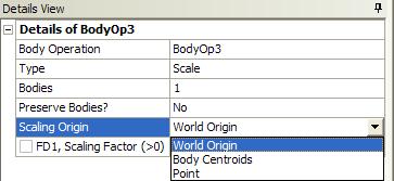 Body Operation: Scale Scale selected body or bodies Select body or
