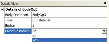 Body Operation: Cut Material This option is