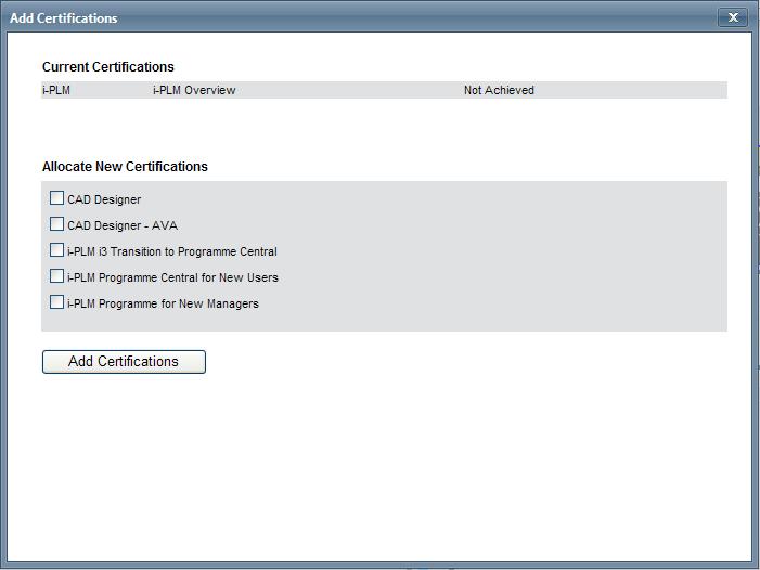 Adding and Viewing Certifications (View Certifications) 2. Select the Add New Certifications button 1.