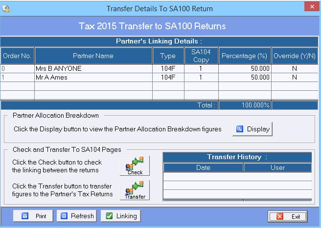 transfer relevant data from the partnership return to the
