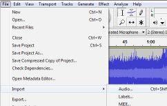 Using Audacity to import and edit Using Audacity s basic functions, tracks can be imported and