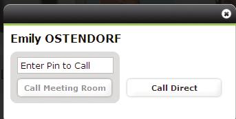 choices of Call Meeting Room or Call Direct. (Remember that a direct call involves just two users; no additional users can join.
