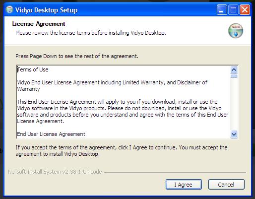 Installing the VidyoDesktop Software After you first login, you will need to install the VidyoDesktop software.