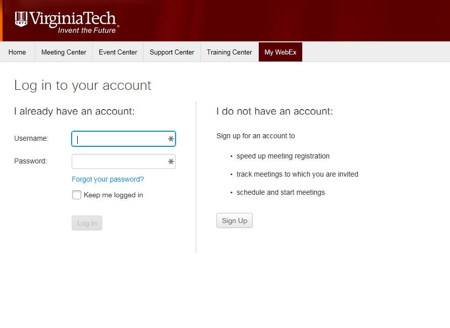 . On the right hand side login page click on the Sign Up button.