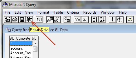 Now that we have completed the Query, click the Return Data