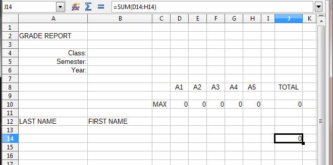 Lesson 4: Introduction to the Excel Spreadsheet down" a copy of the formula to the remainder of the relevant cells in the column one for each student in the roster.