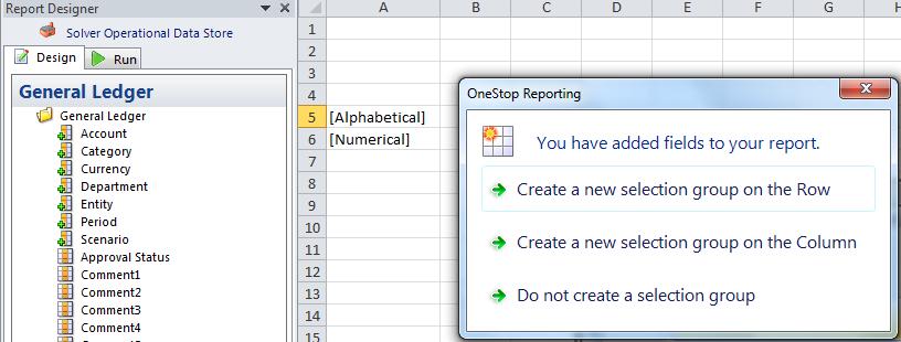 2. By default, Report Designer has created two separate expanding groups.