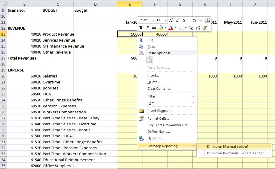 The result of the drill-down will appear on a new tab in Excel called #DrillDown and each resulting column will automatically be given filters.