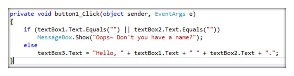 A fragment of codes is generated by the Visual Studio.