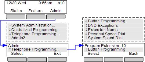 8.12 The Admin Menu Phone Settings: Default Handsfree Audio Path The Admin option is used to access a series of menus for phone based administration.