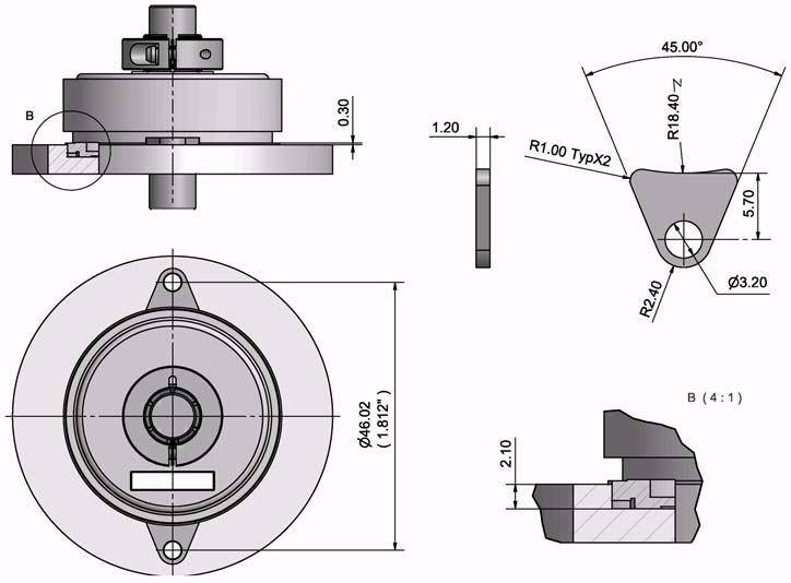Figure 3 37mm encoder when mounted with synchro clamps