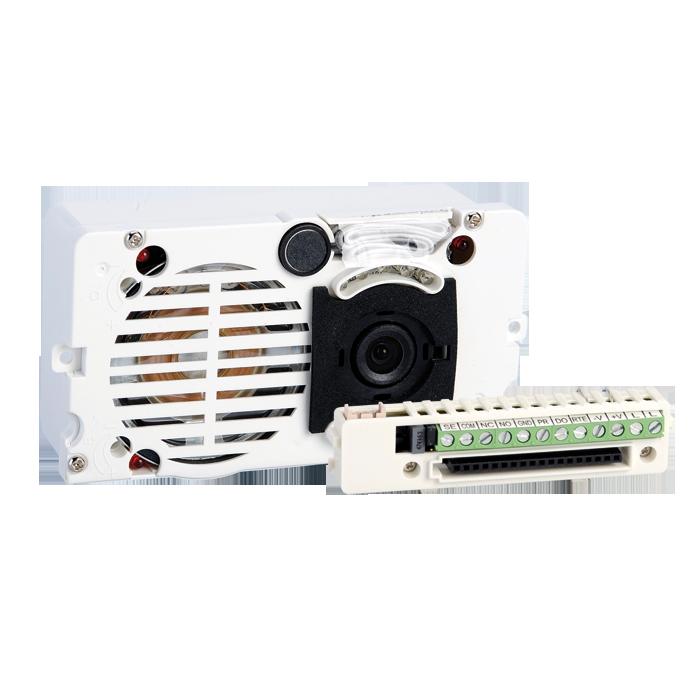 4/5 Simplebus Color system audio-video unit with terminal block complete with front-adjustable wide-angle 1/3" 4680C SBC A/V UNIT W/ COLOR CAMERA FOR IKALL ENTRANCE PANEL CCD color camera and LED
