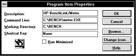 1 Chapter 1 Installation To Change the HP BenchLink/Meter Icon To Change the HP BenchLink/Meter Icon You can change the HP BenchLink/Meter icon appearance in the BenchLink program group.