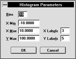 Chapter 4 Feature and Function Reference HP BenchLink/Meter Screen Components Select View Modify Parameters... from the Menu Bar or press Alt+Enter to display histogram window parameters.