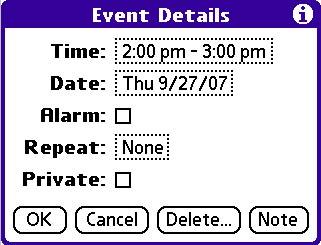BASIC APPLICATIONS > SCHEDULING EVENTS Scheduling Repeating or Continuous Events The Repeat function lets you schedule events that recur at regular intervals or extend over a period of consecutive