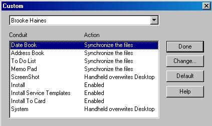 HOTSYNC > SELECTING HOTSYNC SETUP OPTIONS Customizing HotSync Application Settings For each application, you can determine how records are handled during synchronization.
