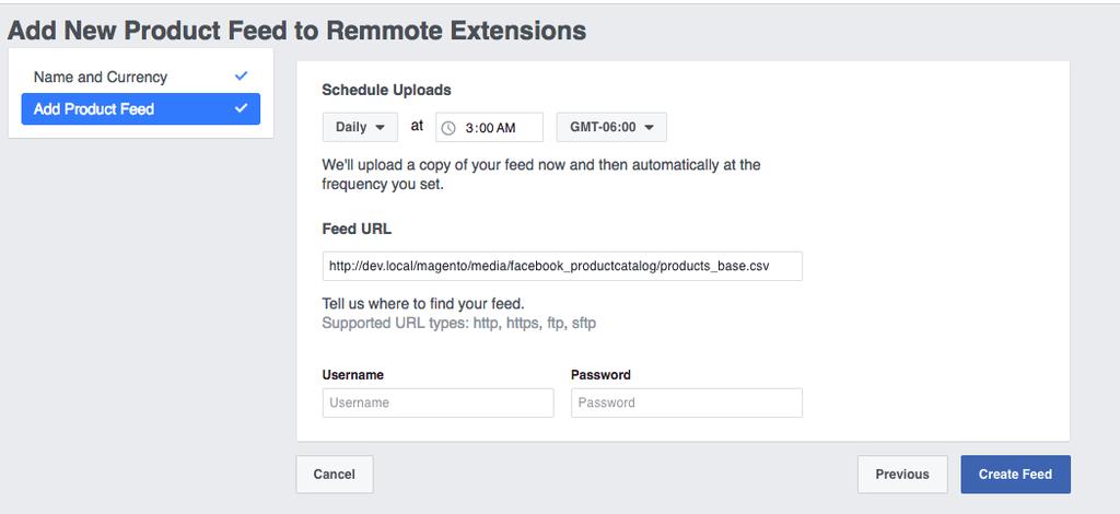 Recurring Uploads: If your product catalog changes quite often, we recommend setting up recurring uploads so you can keep your product catalog in Facebook