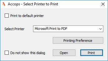 2. Select specific printer from available list and save the preference to send HyPrint print job to select printer only. 3. Selection option Do not show this dialog to keep this dialog hidden.