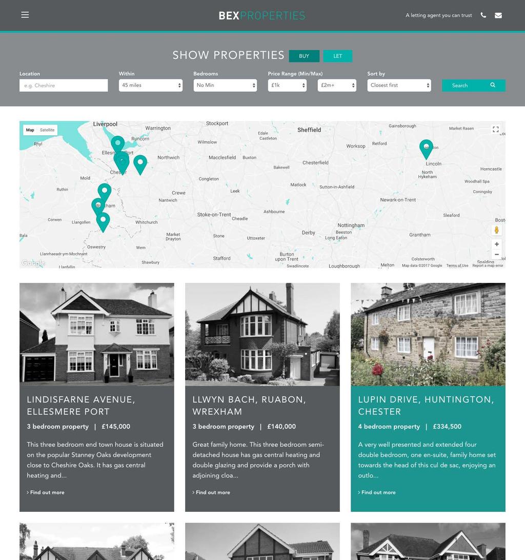 Template package / Website features Powerful property search The powerful property search enables potential buyers and tenants to search on a map and by: