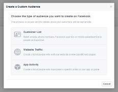 2. Click the Create Audience button and select to create a Custom