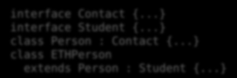 ..} interface Student {...} class Person : Contact {.
