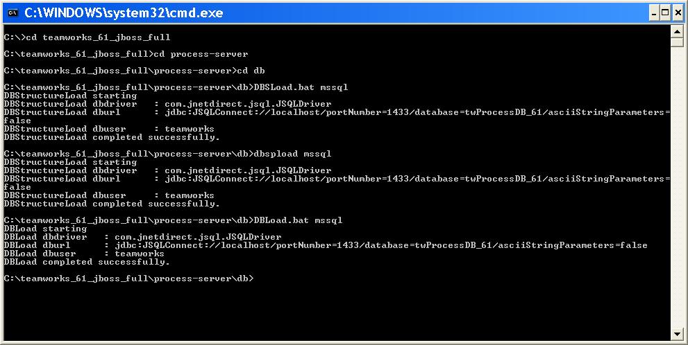 Post Installation Database Scripts Process Server Database Loading Scripts Run the following scripts from the windows cmd.