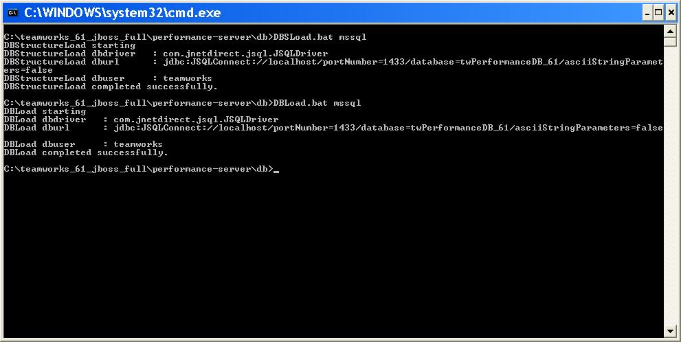 Performance Server Database Loading Scripts Run the following scripts from the windows cmd.