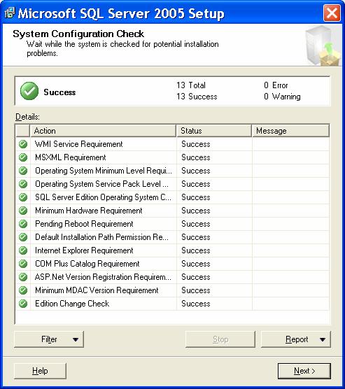 2. Click the next button and the installer will then run a compatibility and requirements check on your environment.