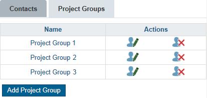5.1 Modifying an Existing Project Group You can remove or modify an existing project group at any time by selecting the Project Groups tab (located in the Settings tab).