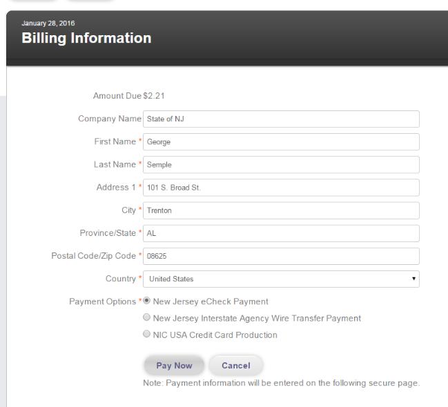 At the Billing Information screen Update the billing information, if necessary. Select your preferred method of payment from the Payment Options.