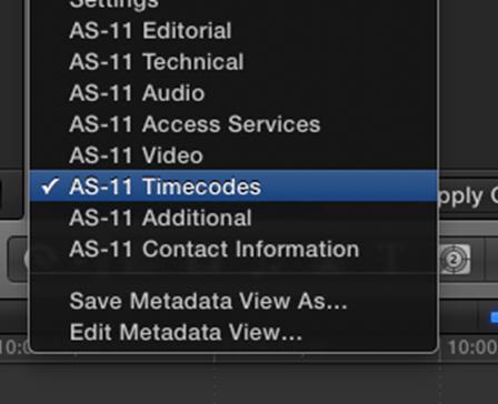 AS-11 MXF FCP X Metadata mapping Requires FCP X 10.1.2 or greater When you install the Calibrated AS-11 FCP X Metadata Definitions, then the AS-11 Metadata in the MXF file will be mapped to the