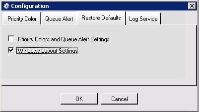 1. Click the Configuration button. 2. Click the Restore Defaults tab, and check the Windows Layout Settings check box. Click OK. 3. Restart MaxSupervisor.