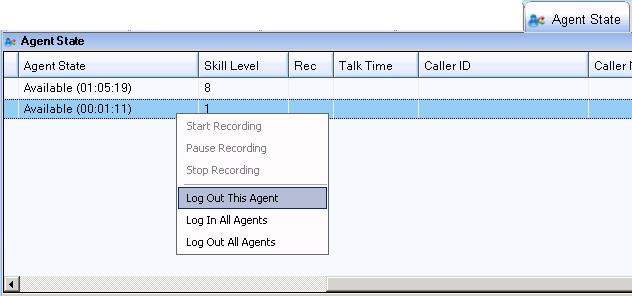 Note: After you click the Start Recording option, a recording icon appears in the Record column. The icon remains until the call is finished or when recording stops.