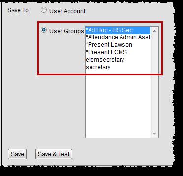 Saving Filters to User Groups To assign an Ad hoc filter to a User Group, click the User Groups radio button when in the query wizard, select the User Group and click Save.